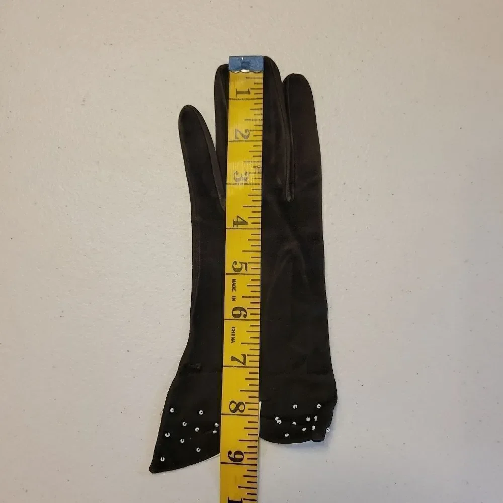 Capretto Short Gloves Leather Kidd Goat Skin Beaded Vintage Antique Formal